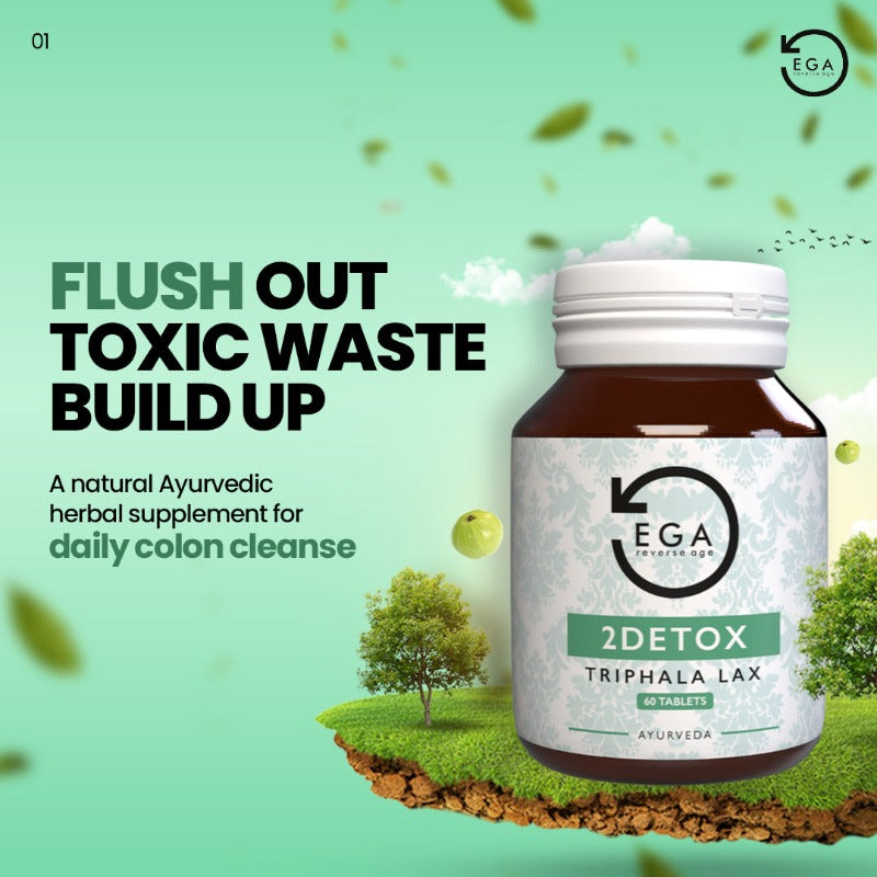 flush toxic waste build-up with Triphala tablets